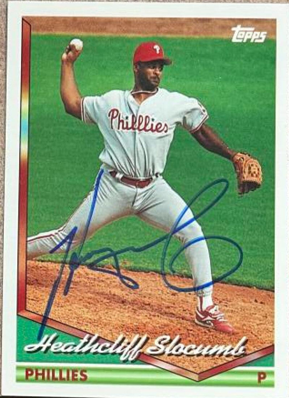 Heathcliff Slocumb Signed 1994 Topps Traded Baseball Card - Philadelphia Phillies