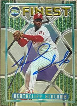 Heathcliff Slocumb Signed 1995 Topps Finest Baseball Card - Philadelphia Phillies