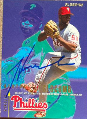 Heathcliff Slocumb Signed 1995 Fleer Baseball Card - Philadelphia Phillies