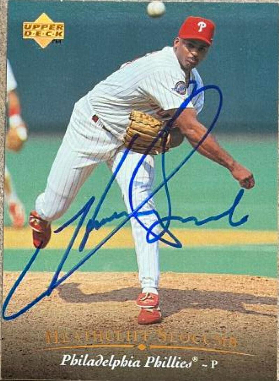 Heathcliff Slocumb Signed 1995 Upper Deck Baseball Card - Philadelphia Phillies