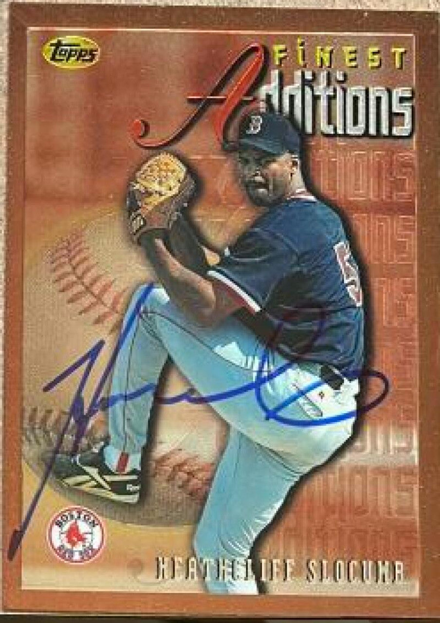 Heathcliff Slocumb Signed 1996 Topps Finest Baseball Card - Boston Red Sox