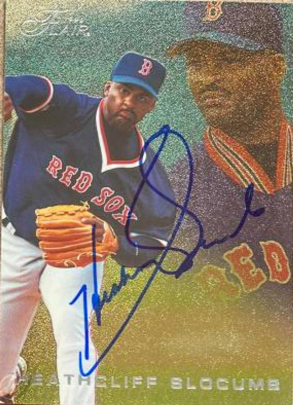 Heathcliff Slocumb Signed 1996 Flair Gold Baseball Card - Boston Red Sox