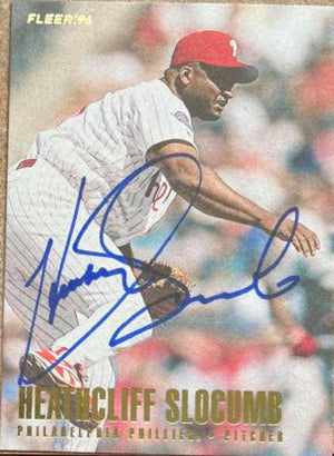 Heathcliff Slocumb Signed 1996 Fleer Baseball Card - Philadelphia Phillies