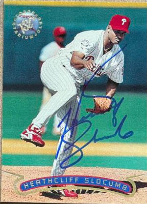 Heathcliff Slocumb Signed 1996 Stadium Club Baseball Card - Philadelphia Phillies