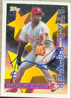 Heathcliff Slocumb Signed 1996 Topps Baseball Card - Philadelphia Phillies #11