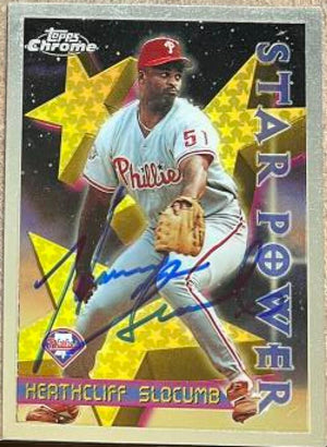 Heathcliff Slocumb Signed 1996 Topps Chrome Baseball Card - Philadelphia Phillies