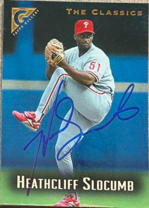 Heathcliff Slocumb Signed 1996 Topps Gallery Baseball Card - Philadelphia Phillies