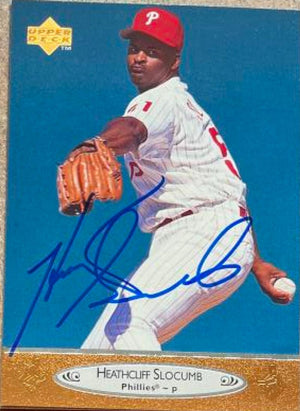 Heathcliff Slocumb Signed 1996 Upper Deck Baseball Card - Philadelphia Phillies