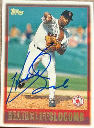 Heathcliff Slocumb Signed 1997 Topps Baseball Card - Boston Red Sox