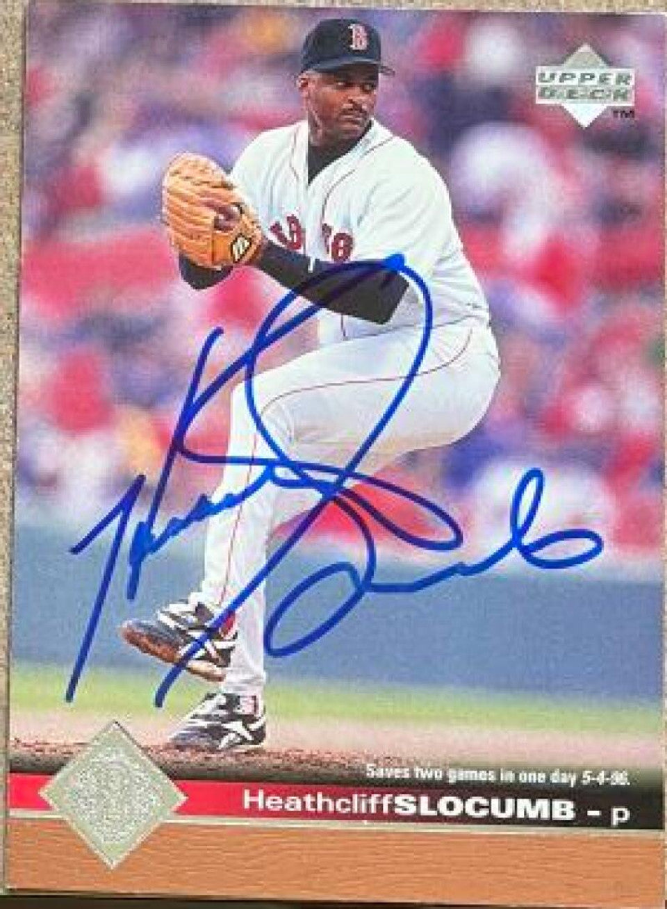 Heathcliff Slocumb Signed 1997 Upper Deck Baseball Card - Boston Red Sox