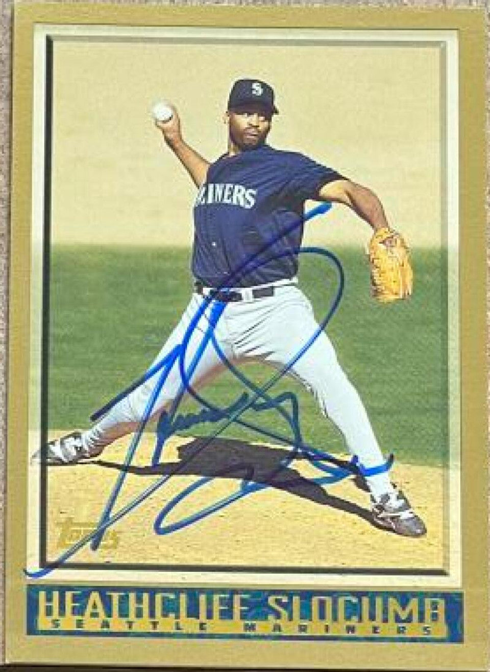 Heathcliff Slocumb Signed 1998 Topps Baseball Card - Seattle Mariners