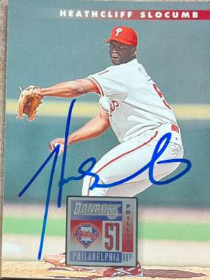 Heathcliff Slocumb Signed 1996 Donruss Baseball Card - Philadelphia Phillies