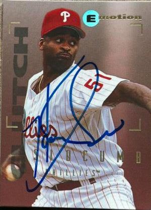 Heathcliff Slocumb Signed 1995 Skybox E-Motion Baseball Card - Philadelphia Phillies