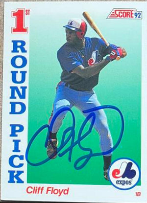 Cliff Floyd Signed 1992 Score Baseball Card - Montreal Expos