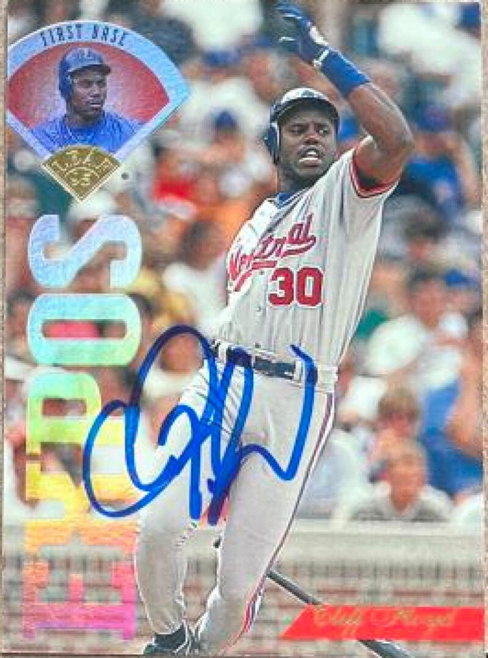 Cliff Floyd Signed 1995 Leaf Baseball Card - Montreal Expos