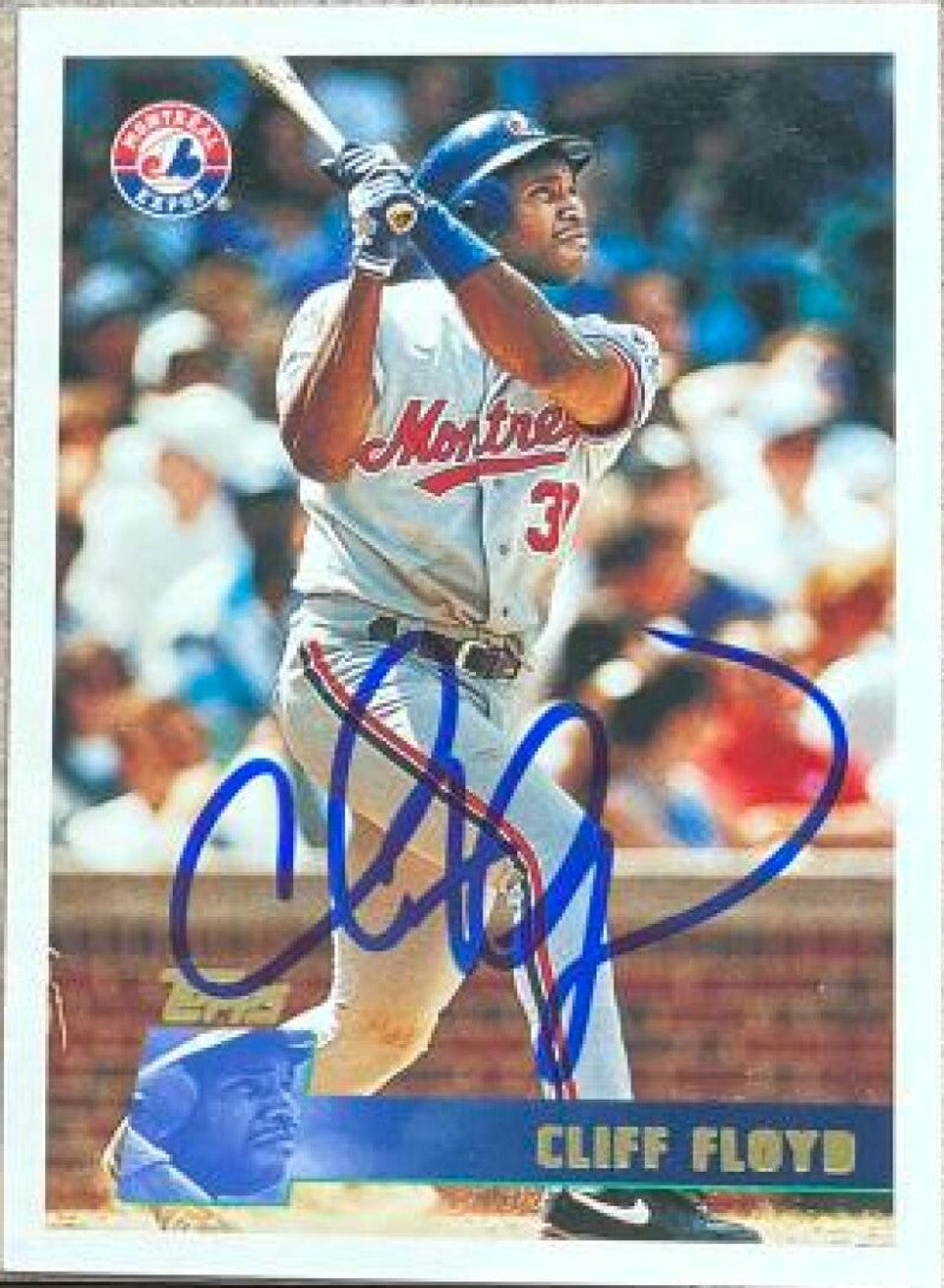 Cliff Floyd Signed 1996 Topps Baseball Card - Montreal Expos