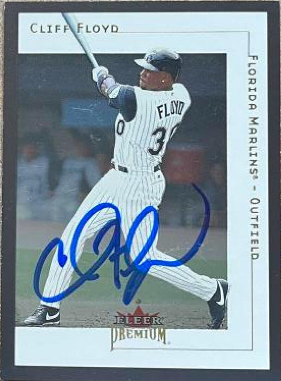 Cliff Floyd Signed 2001 Fleer Premium Baseball Card - Florida Marlins