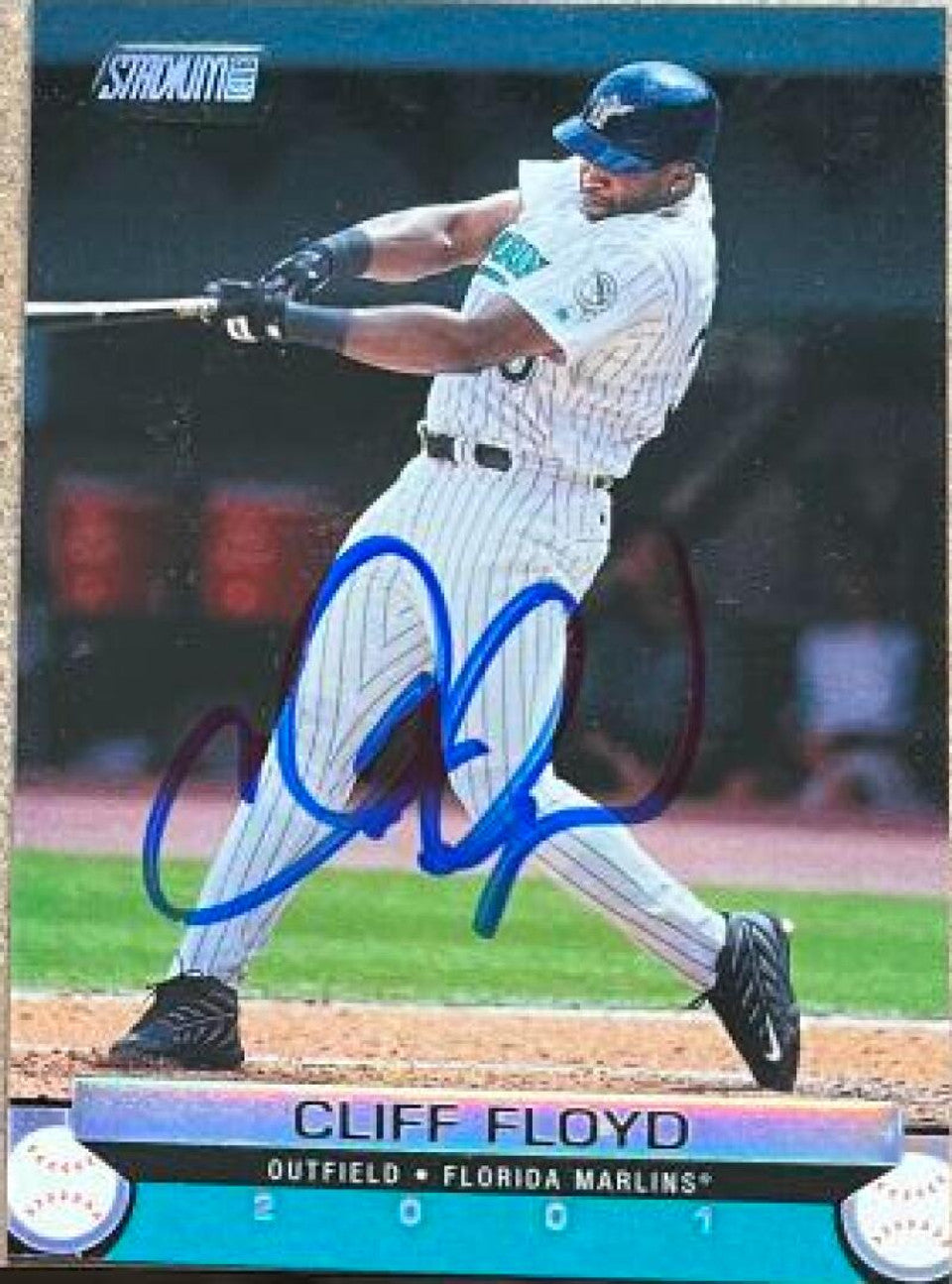 Cliff Floyd Signed 2001 Stadium Club Baseball Card - Florida Marlins