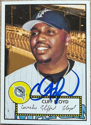 クリフ・フロイド サイン入り 2001 Topps Heritage (赤裏) 野球カード - フロリダ マーリンズ