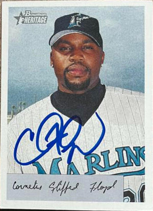 Cliff Floyd Signed 2002 Bowman Heritage Baseball Card - Florida Marlins