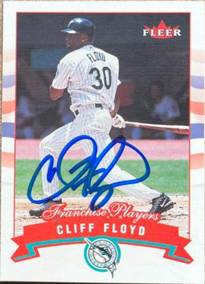 Cliff Floyd Signed 2002 Fleer Baseball Card - Florida Marlins #12