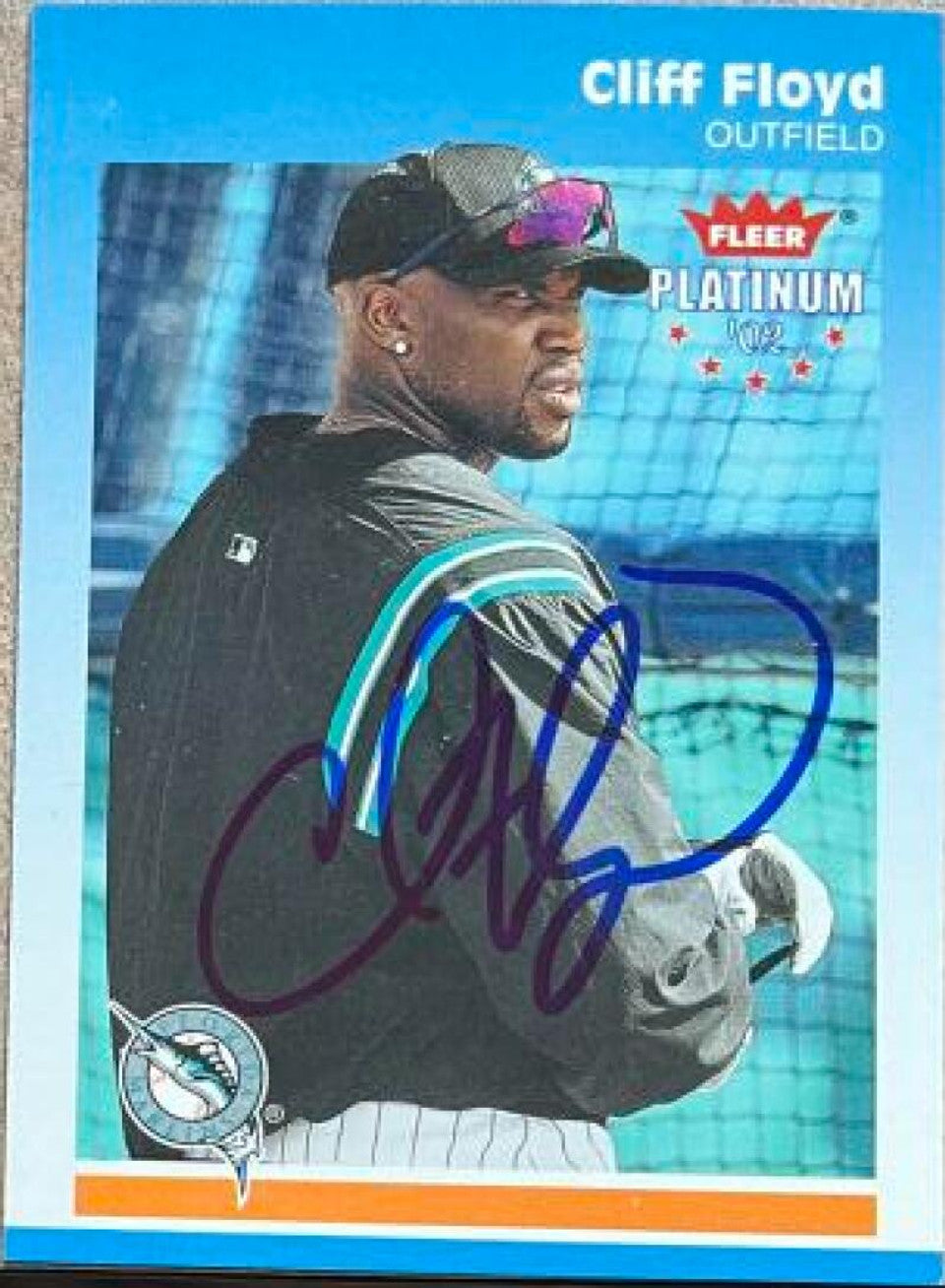 Cliff Floyd Signed 2002 Fleer Platinum Baseball Card - Florida Marlins