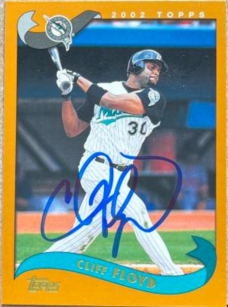 Cliff Floyd Signed 2002 Topps Baseball Card - Florida Marlins