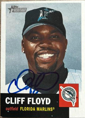 Cliff Floyd Signed 2002 Topps Heritage Baseball Card - Florida Marlins