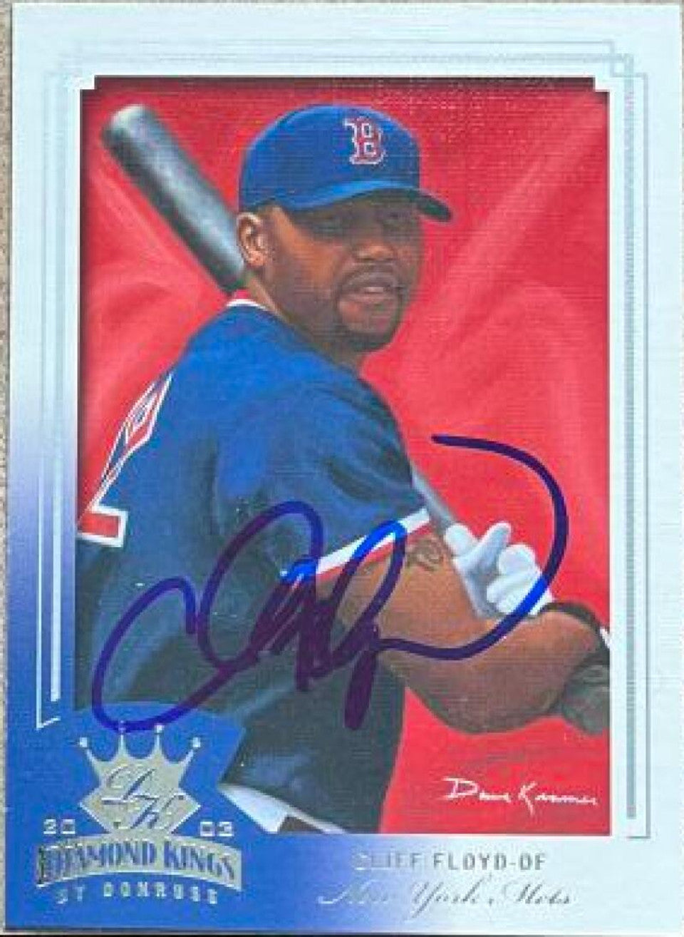 Cliff Floyd Signed 2003 Donruss Diamond Kings Baseball Card - Boston Red Sox