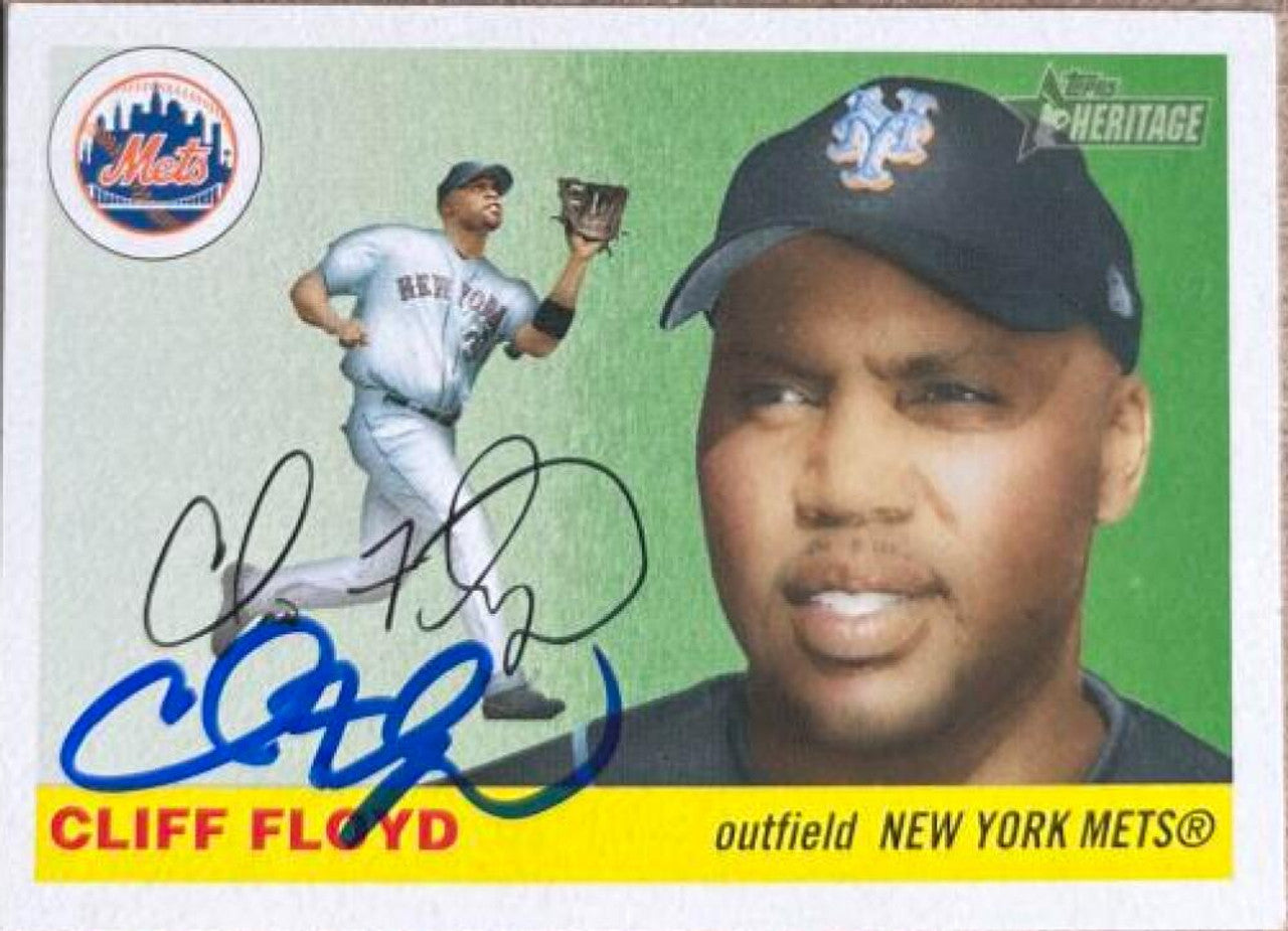 Cliff Floyd Signed 2004 Topps Heritage Baseball Card - New York Mets