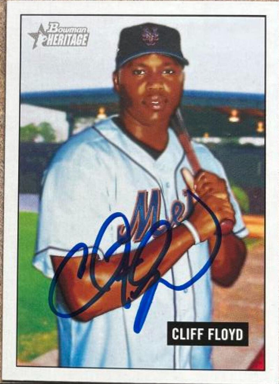 Cliff Floyd Signed 2005 Bowman Heritage Baseball Card - New York Mets