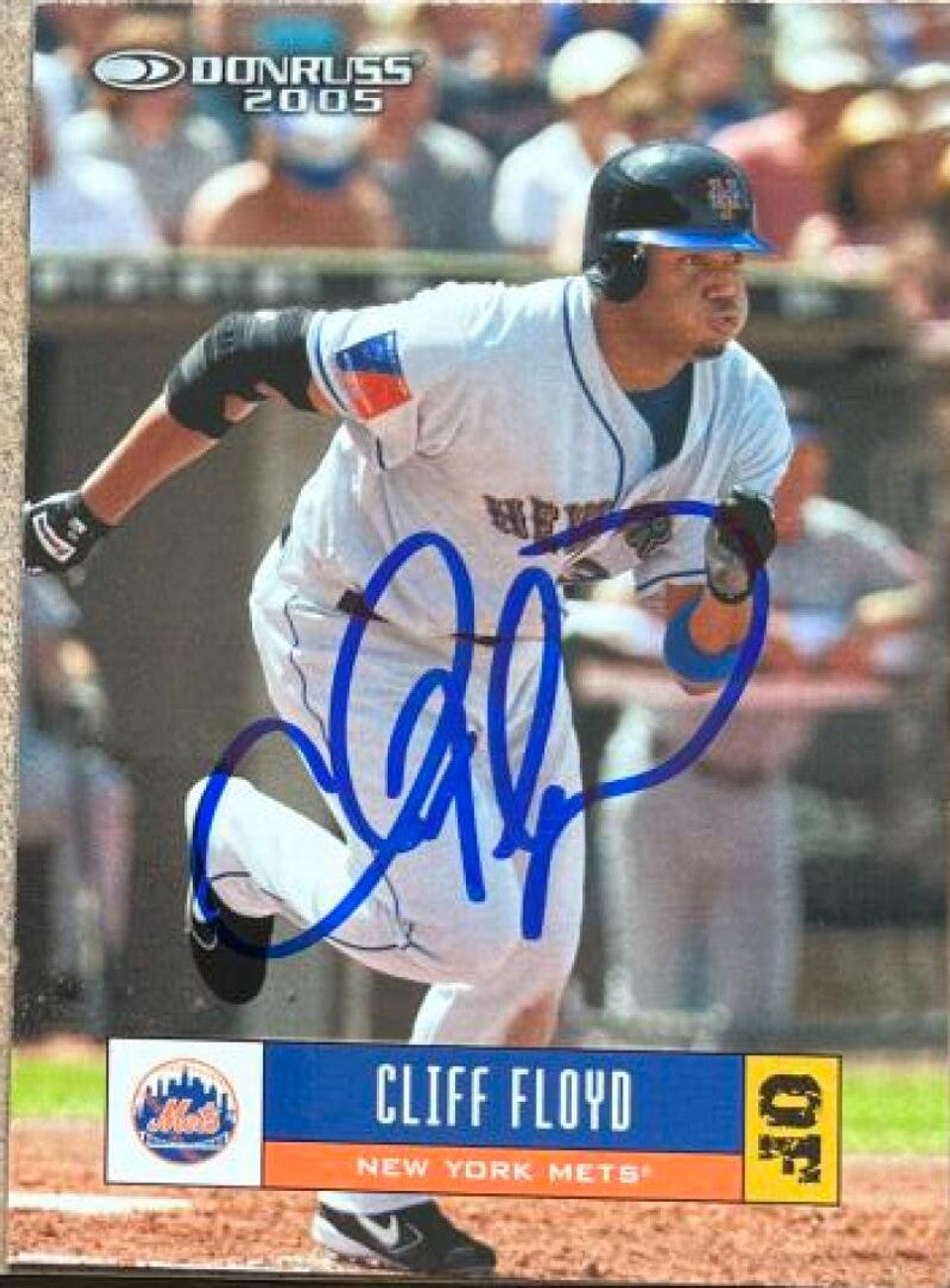 Cliff Floyd Signed 2005 Donruss Baseball Card - New York Mets