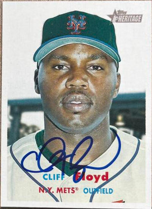 Cliff Floyd Signed 2006 Topps Heritage Baseball Card - New York Mets