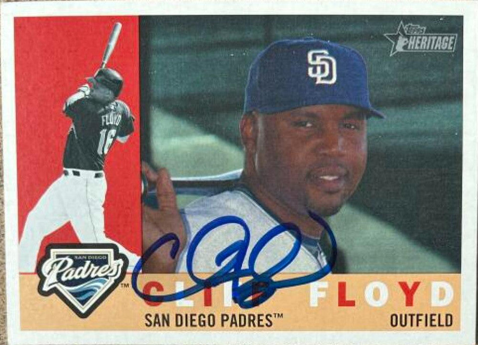 Cliff Floyd Signed 2009 Topps Heritage Baseball Card - San Diego Padres