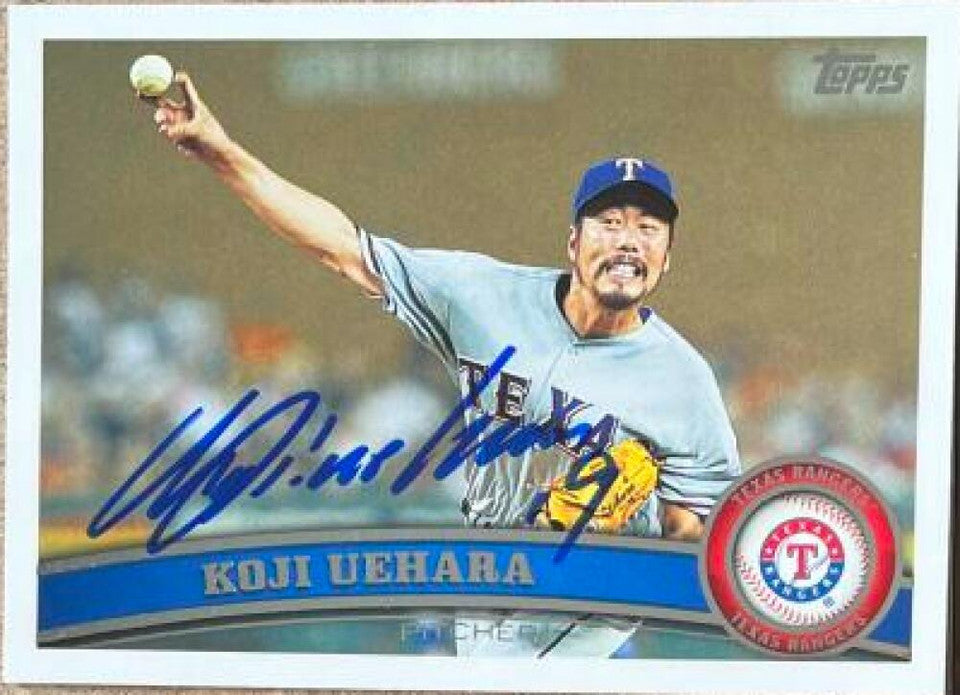 Koji Uehara Signed 2011 Topps Update Baseball Card - Texas Rangers