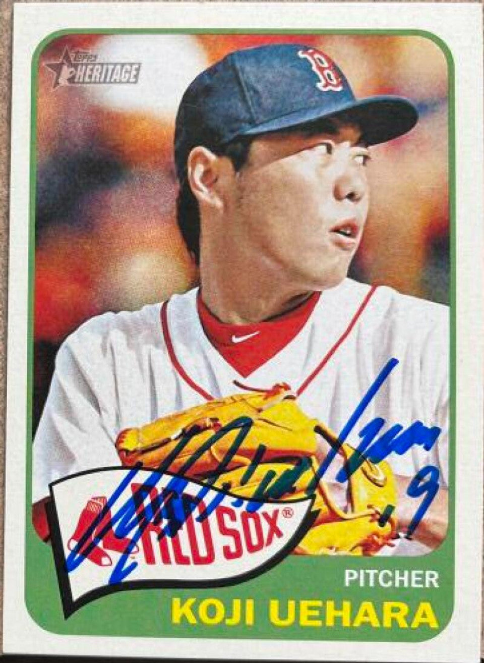 Koji Uehara Signed 2014 Topps Heritage Baseball Card - Boston Red Sox