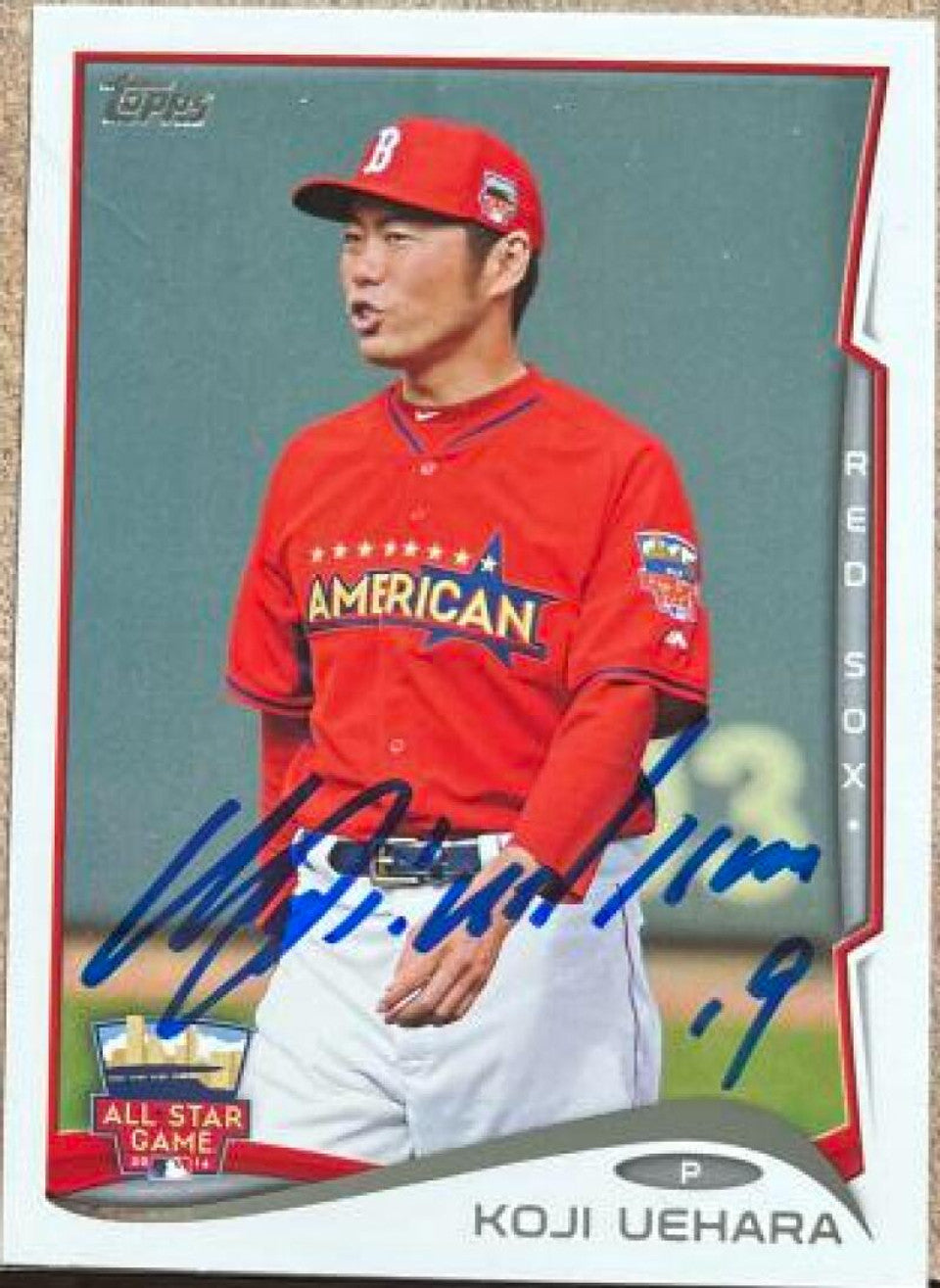 Koji Uehara Signed 2014 Topps Update Baseball Card - Boston Red Sox