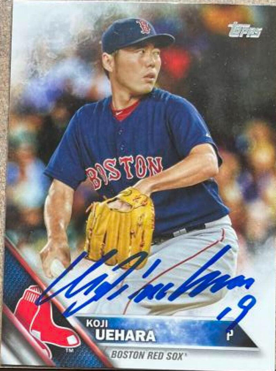 Koji Uehara Signed 2016 Topps Baseball Card - Boston Red Sox