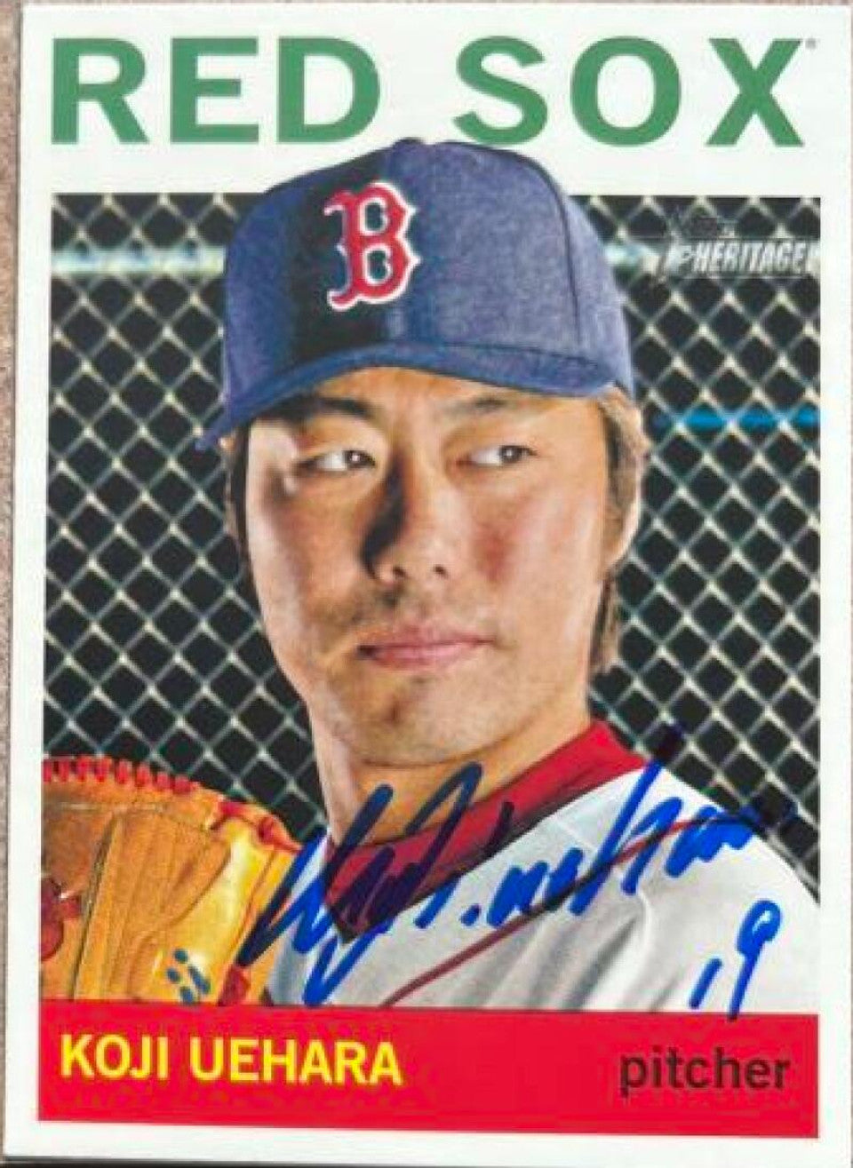 Koji Uehara Signed 2013 Topps Heritage Baseball Card - Boston Red Sox