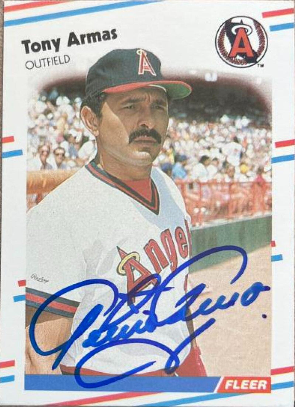 Tony Armas Signed 1988 Fleer Baseball Card - California Angels