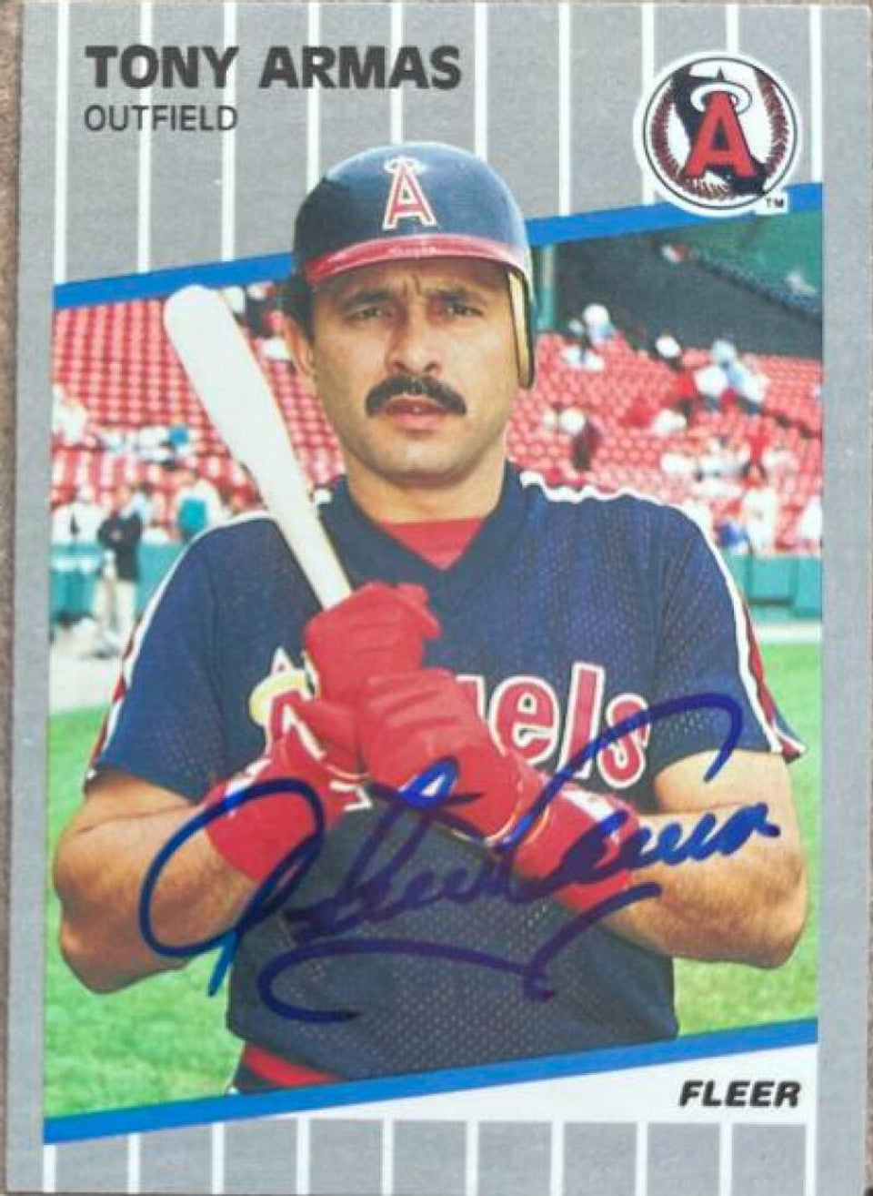 Tony Armas Signed 1989 Fleer Baseball Card - California Angels