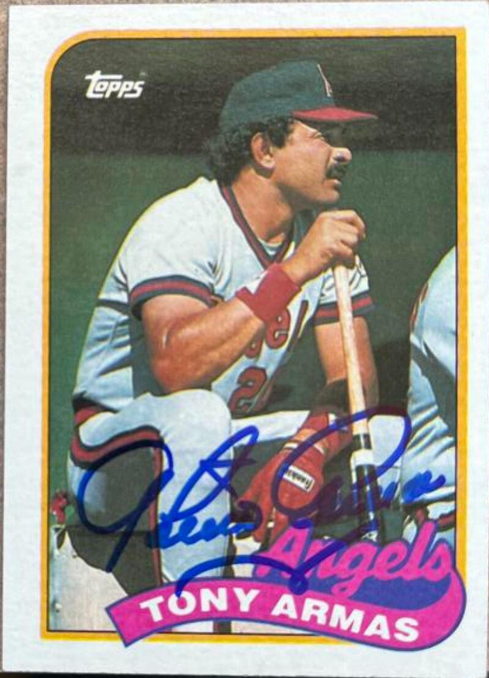 トニー・アルマス サイン入り 1989 Topps ベースボールカード - カリフォルニア・エンジェルス