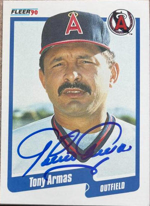 Tony Armas Signed 1990 Fleer Baseball Card - California Angels