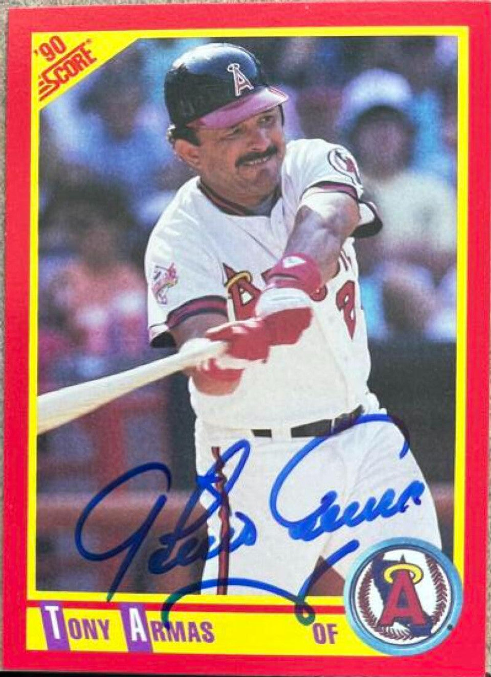 Tony Armas Signed 1990 Score Baseball Card - California Angels