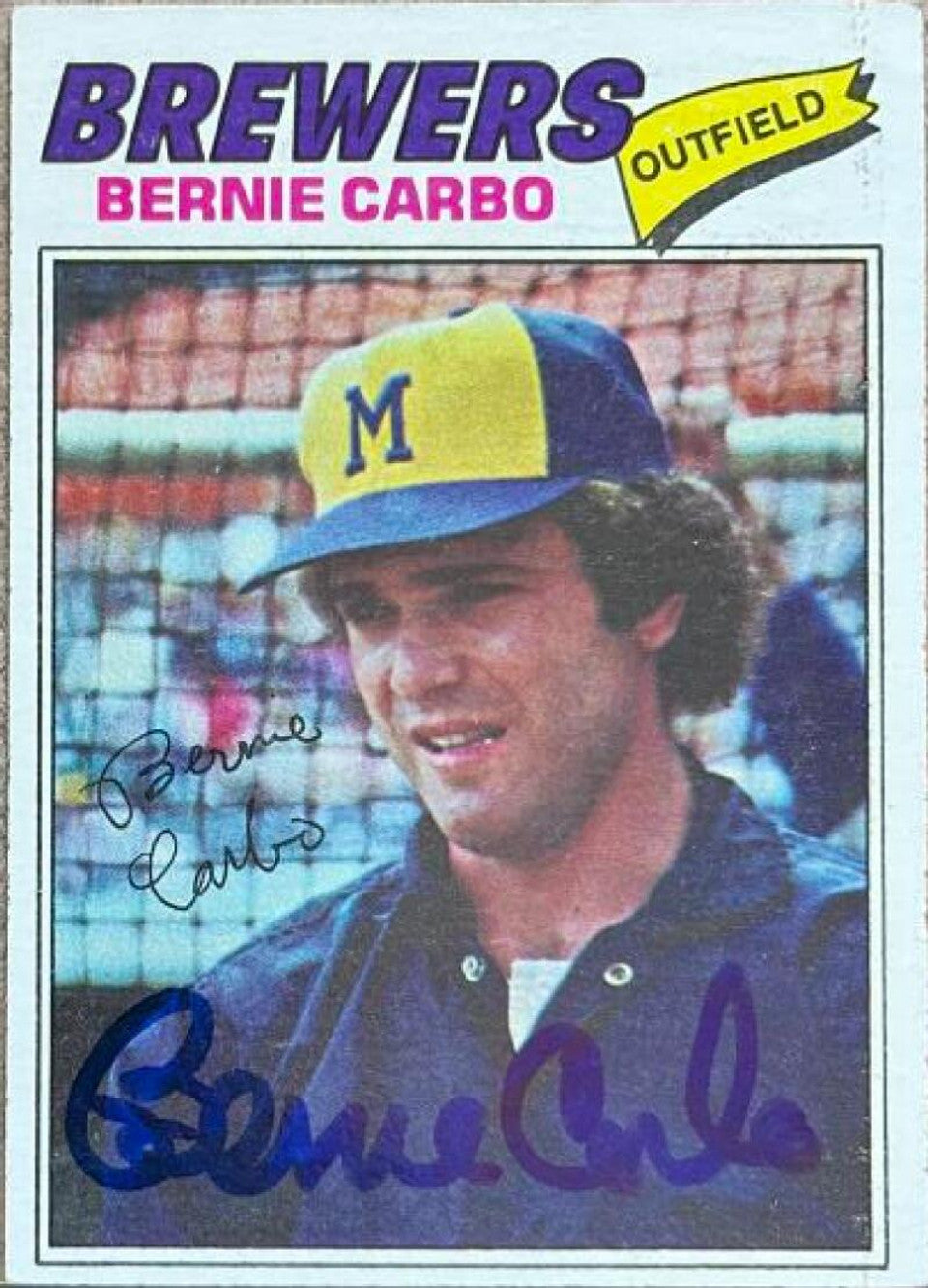 バーニー・カーボ サイン入り 1977 Topps ベースボールカード - ミルウォーキー・ブルワーズ