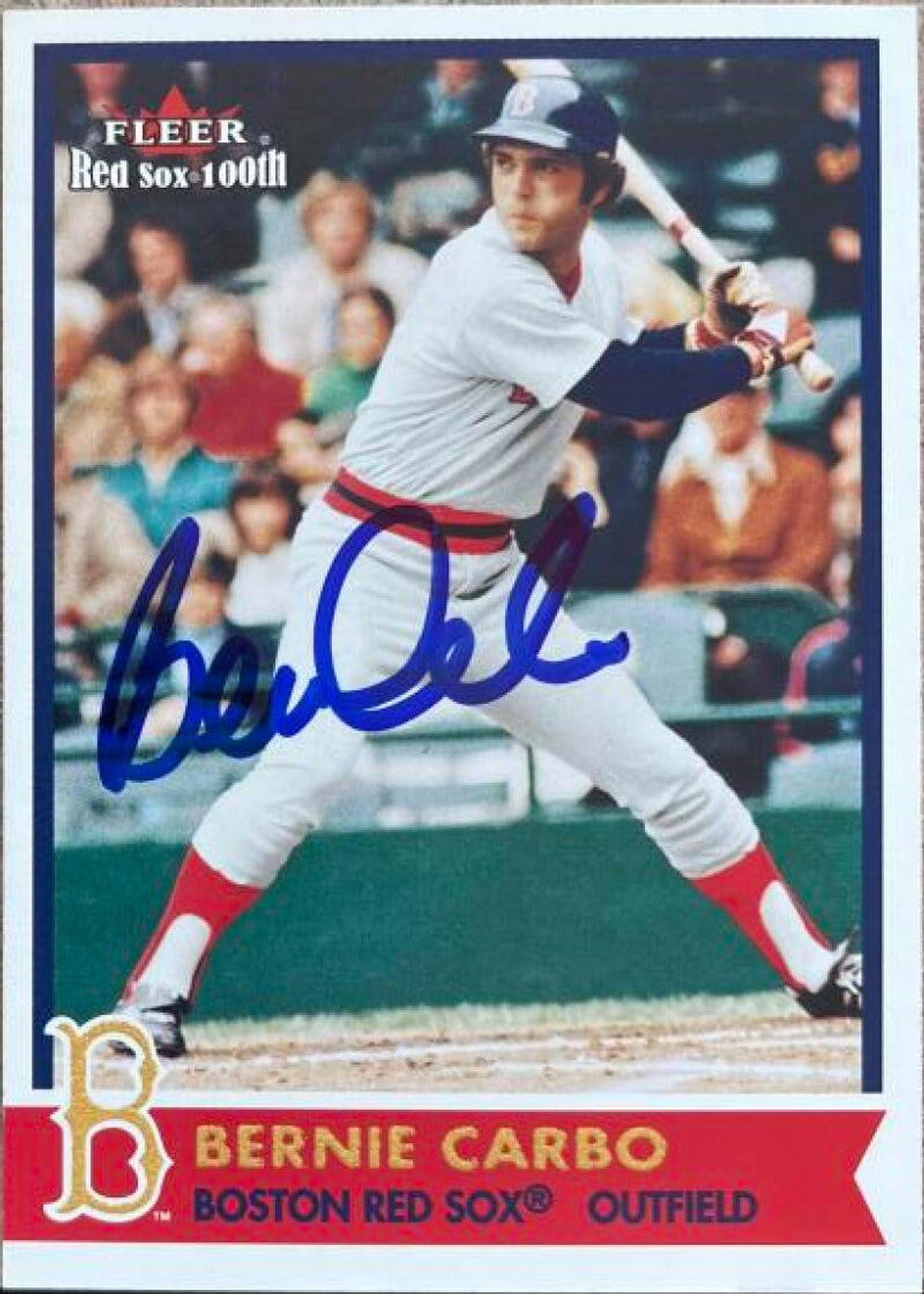 Bernie Carbo Signed 2001 Fleer 100th Anniversary Baseball Card - Boston Red Sox