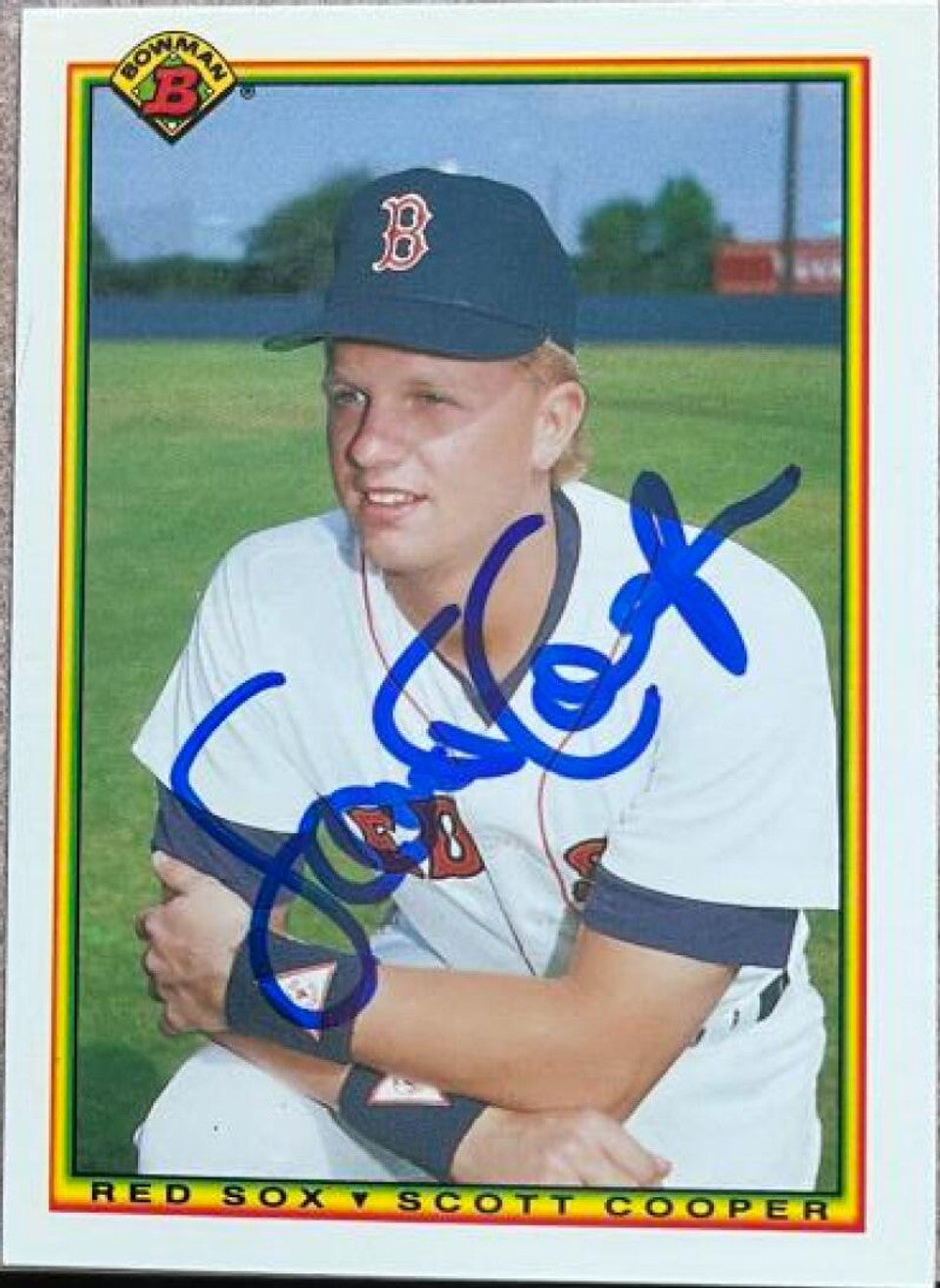 Scott Cooper Signed 1990 Bowman Tiffany Baseball Card - Boston Red Sox