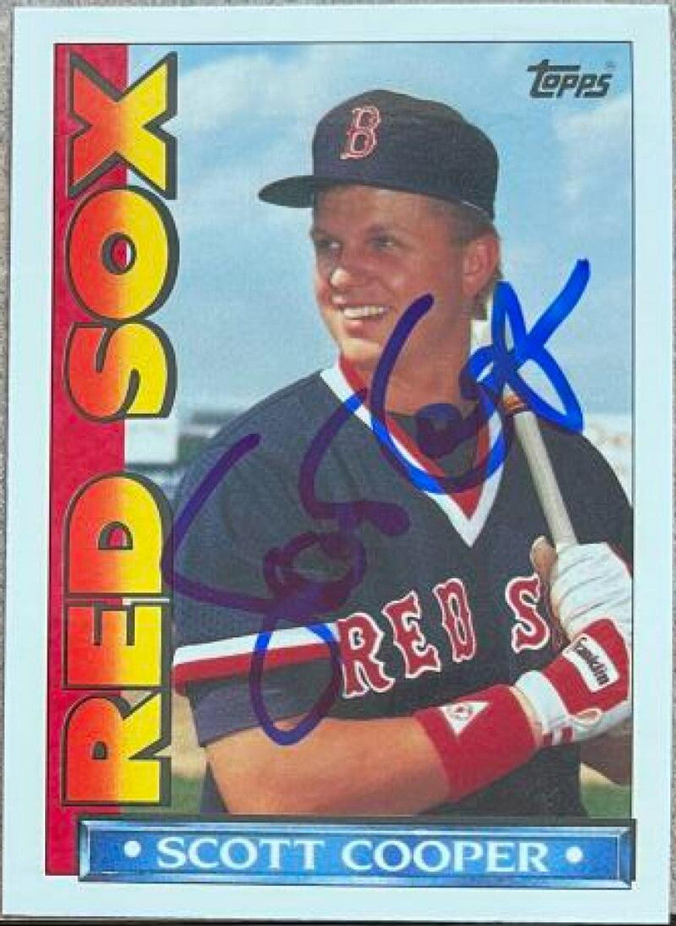 Scott Cooper Signed 1990 Topps TV Baseball Card - Boston Red Sox