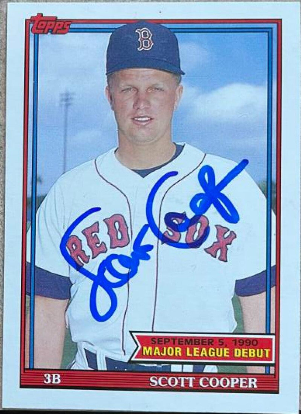 Scott Cooper Signed 1991 Topps MLB Debut Baseball Card - Boston Red Sox