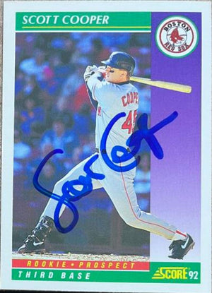 Scott Cooper Signed 1992 Score Baseball Card - Boston Red Sox